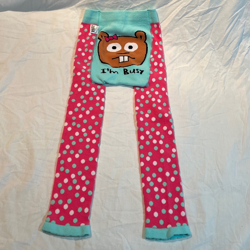 Lazy One Aqua and Pink Leggings / tights, size 6